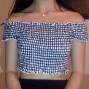 Off the shoulder gingham top